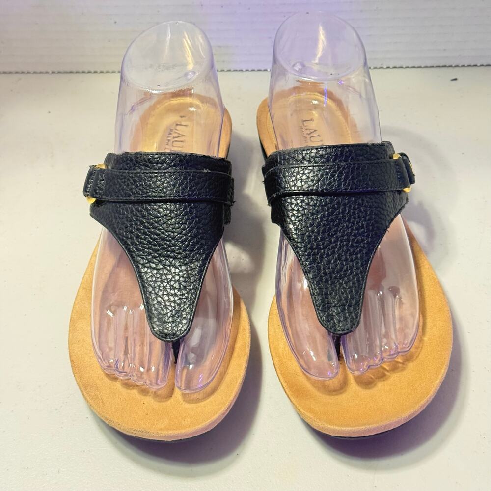 Lauren Ralph Lauren Womens KRYSTA Black Strappy Sandals Size 9B vegan leather